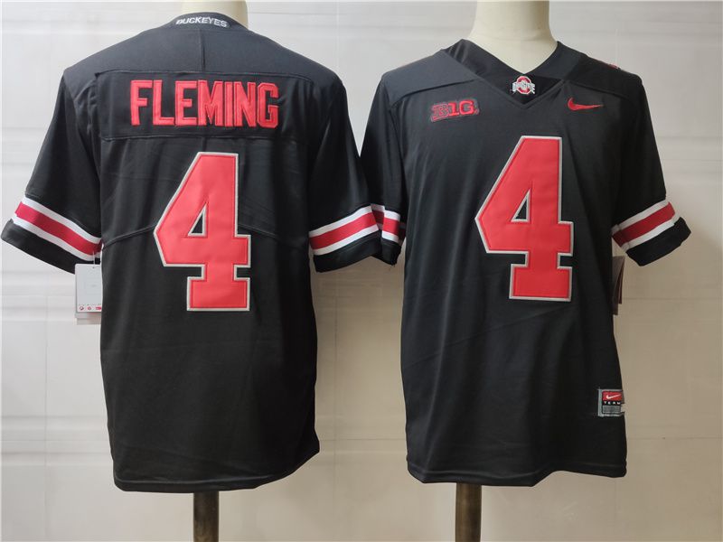 Men Ohio State Buckeyes #4 Fleming Black Nike 2025 NCAA Jersey->ncaa teams->NCAA Jersey